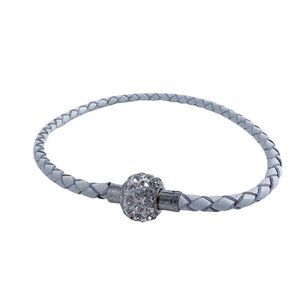 NWOT Leather Braided Bracelet Rhinestone Cluster Bead Clasp Bedazzled